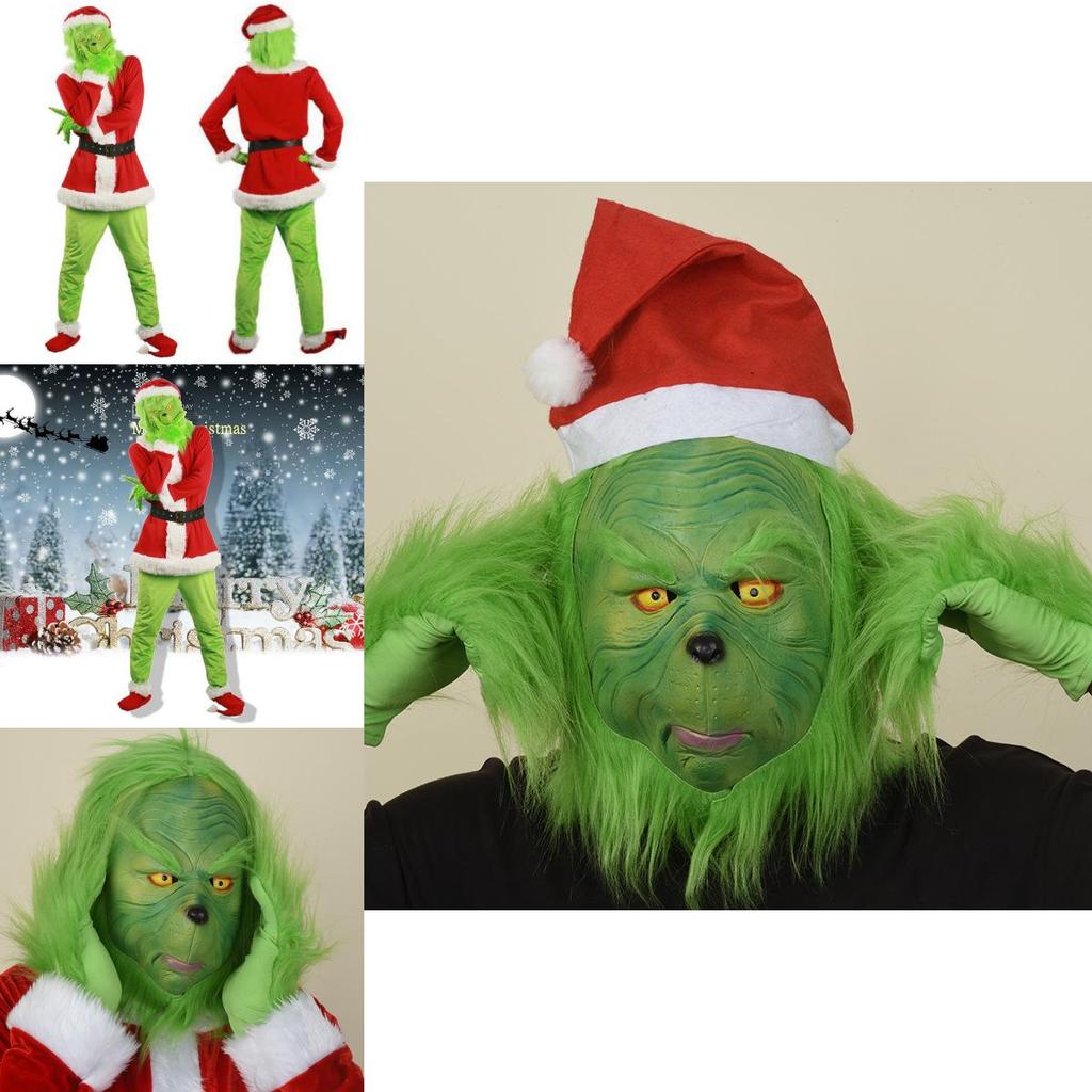 Halloween And Christmas Grinch Stole Christ Cosplay Costume Accessory Set For Party Wear