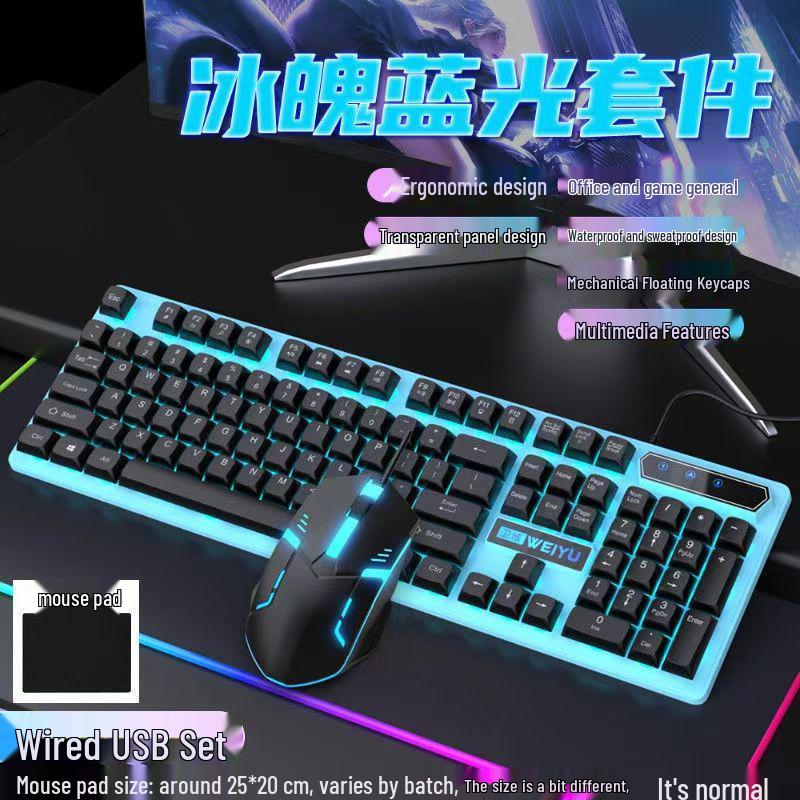 Luminous Wired Keyboard & Mouse Set for Gaming - Mechanical Feel