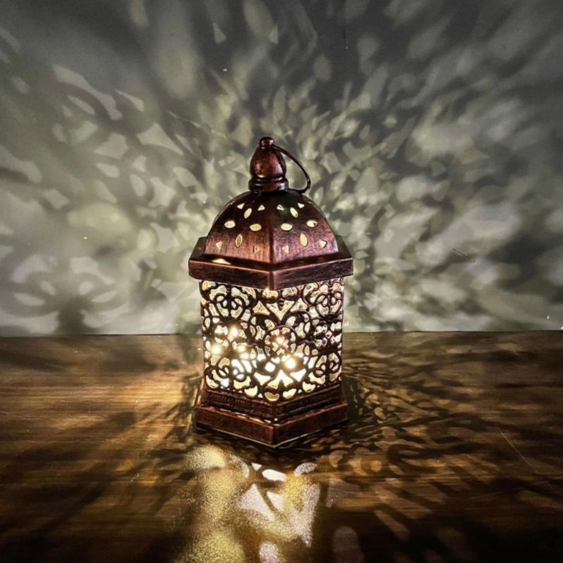 Middle East Arab Vintage Iron Art LED Lanterns Hanging Lamp Hollowed Out Metal LED Hanging Lighting for Home Decors