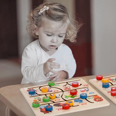 Wooden Animal Number Early Maze Puzzle Board Eco-Friendly for Learning Toy Matching Kids Fun Game with