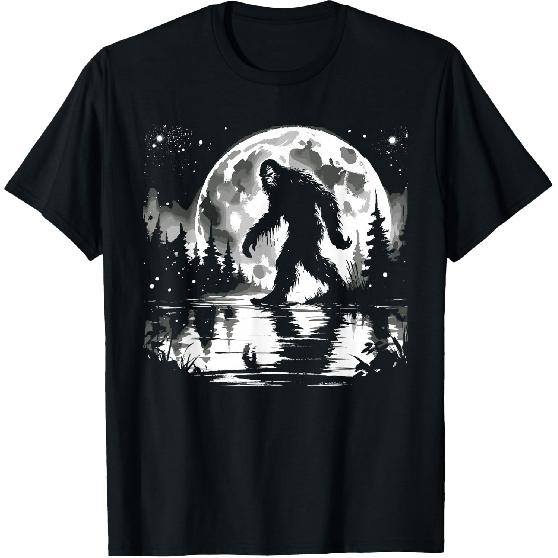 Moon Bigfoot Sasquatch Men Women Kids Cool Bigfoot T-Shirt