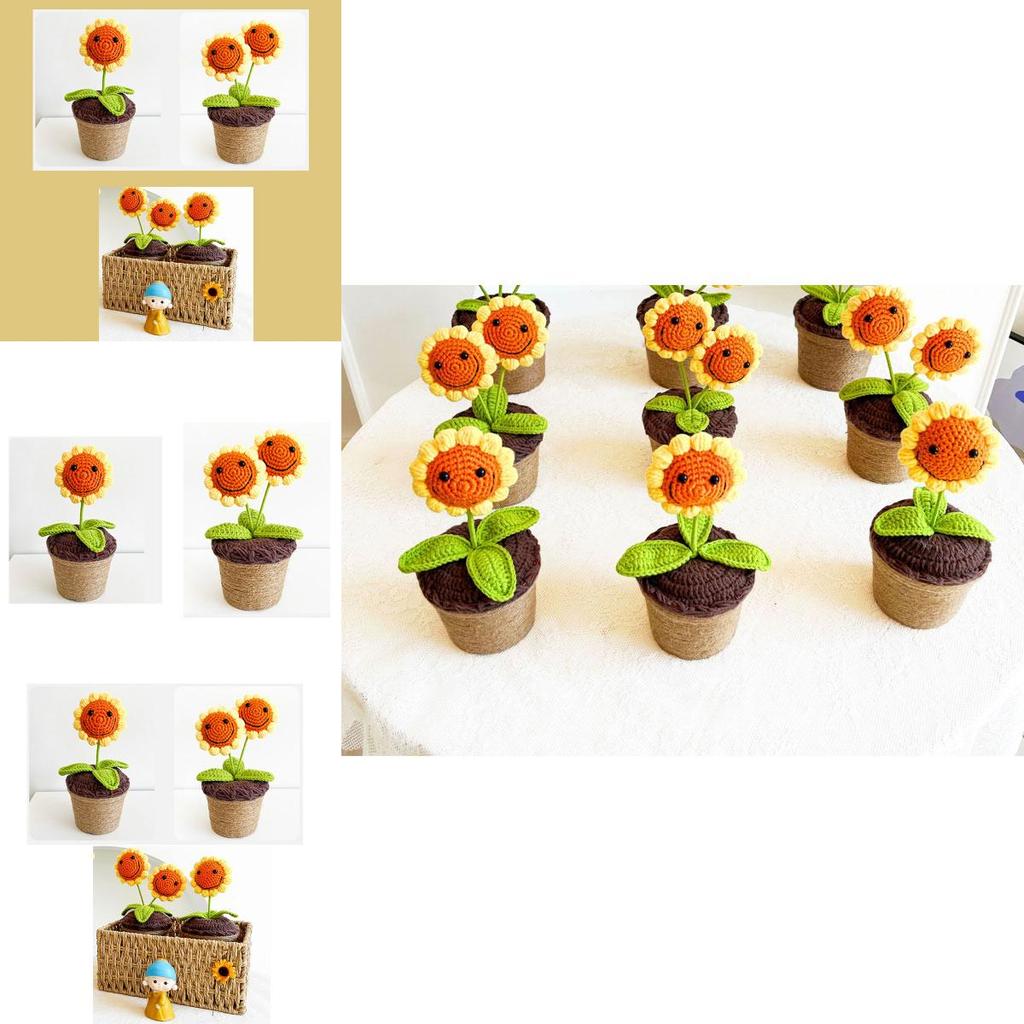 Knitted Sunflower Pot Plant Creative Décor For Your Home