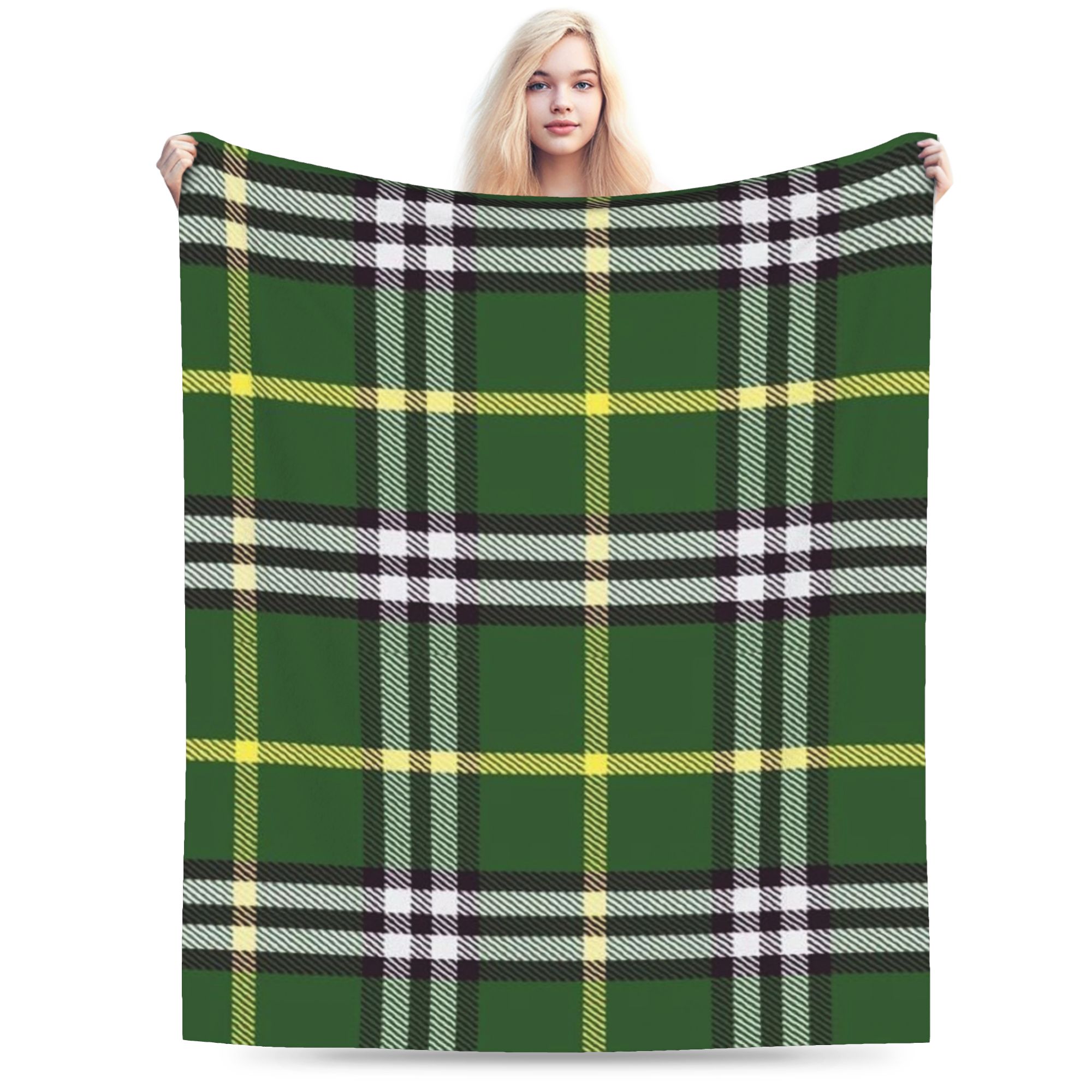 

Yellow Tartan Warm Soft Blankets Children Plush Throw Blanket Novelty Couch Chair Flannel Bedspread Sofa Bed Cover 75x90cm