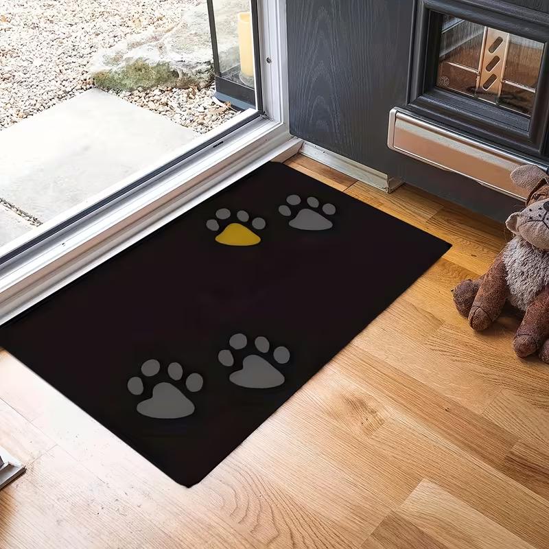 Simple Colored Dog Paw Print Doormat Non Slip Indoor Outdoor Minimalist Puppy Pet Welcome Rug For Entry Kitchen Porch