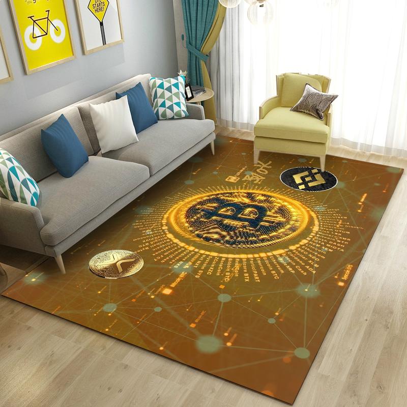3D Bitcoin Alan Kilim Büyük, Oturma Odası Yatak Odası Kanepe Mutfak Paspas Dekorasyon için Halı Halı, Çocuk Kaymaz Zemin Mat Oyna