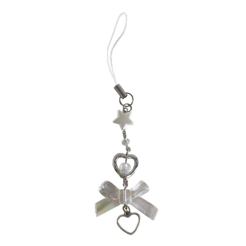 Phone Strap Y2K Phone Charm Keychain Star Bowknot Butterfly Keychain for Women Girls Halloween Handmade Jewelry Ornament