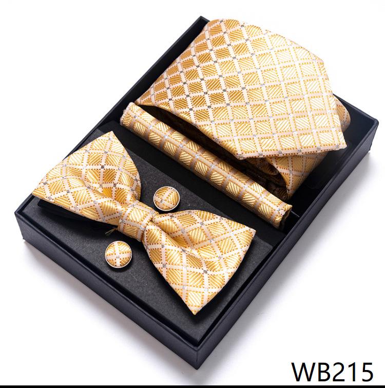 Men'S Business Dress Party Tie Gift Box Fashion Tie Square Scarf Combination Set Tie Bow Tie Set