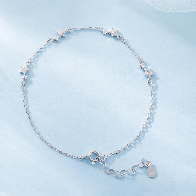 Βραχιόλι 925 Silver Star Fashion Κορεάτικο Διπλό Βραχιόλι Κρυστάλλινο Αστέρι με πέντε άκρες