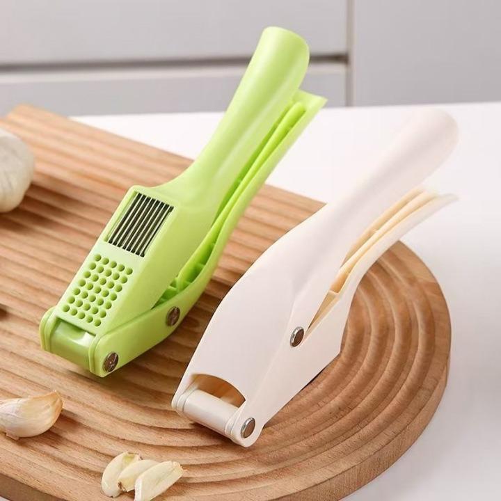 Dual Function Garlic Press Tool For Mashing And Slicing Garlic Vegetable Chopper Squeezer For Home Kitchen Cooking Gadget Masher