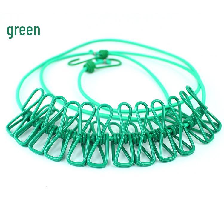 Přenosný větruodolný zatahovací sušák na prádlo s 12 protiskluzovými kolíčky