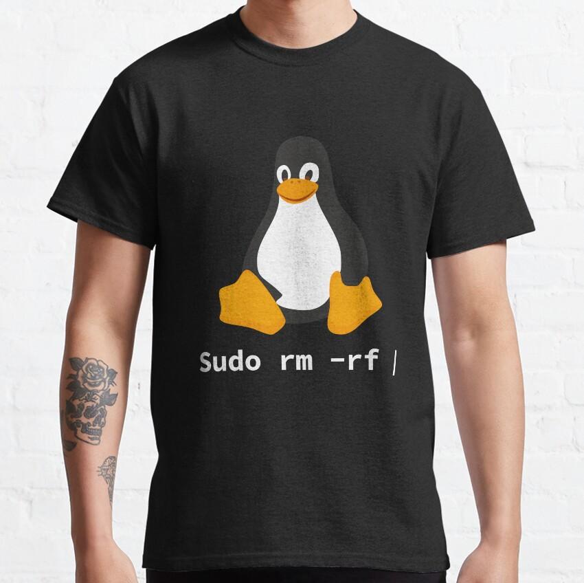 Sudo Rm -rf  GAME OVER Linux Command Geek Nerd Terminal Ubuntu Computer 100% Cotton Clothing Printed Plus Size T-Shirt for Man