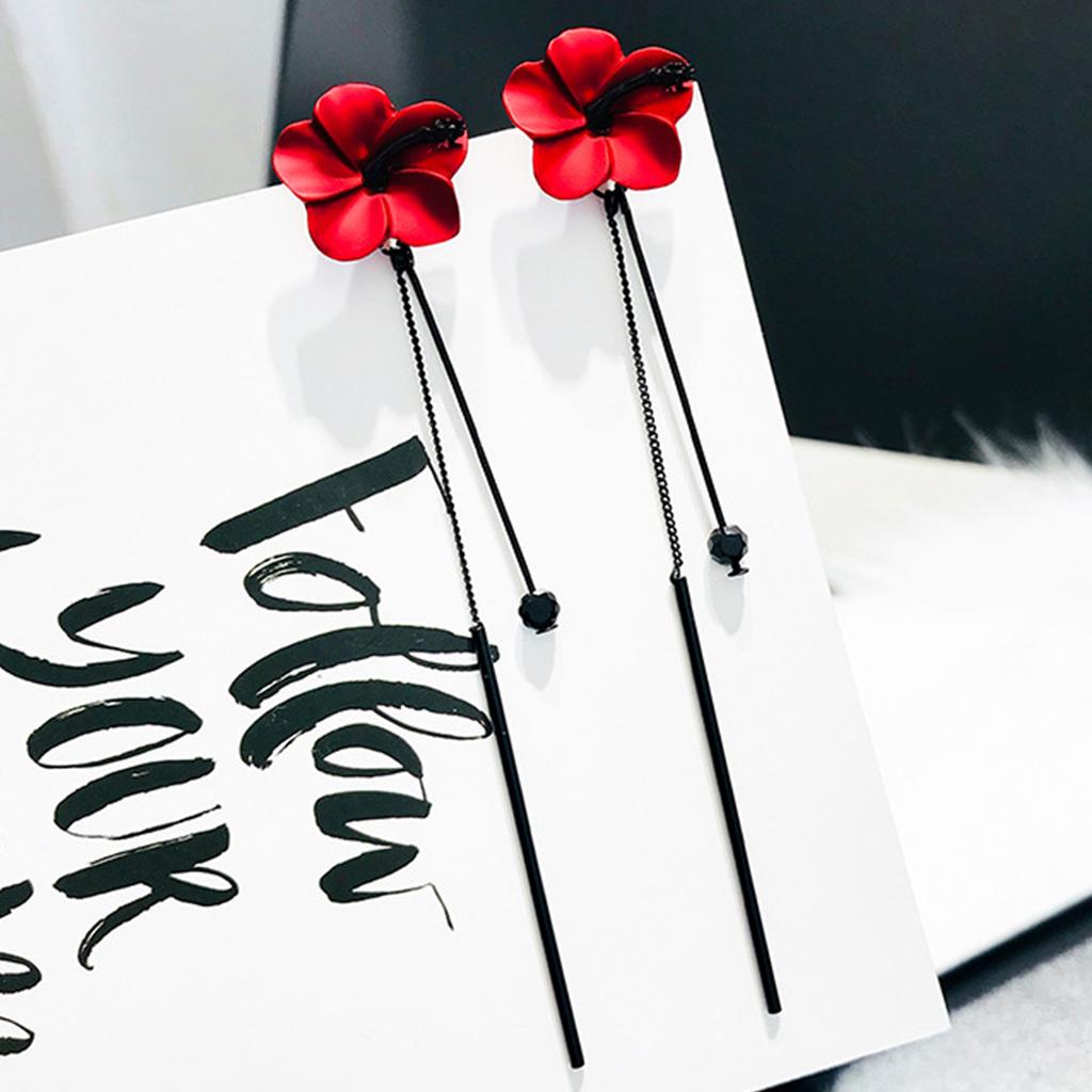 2 szt. damskie modne kreatywne kolczyki z długimi frędzlami i kwiatami kolczyki kolczyki cyrkonia odpowiednie na randki, imprezy, święta prezenty