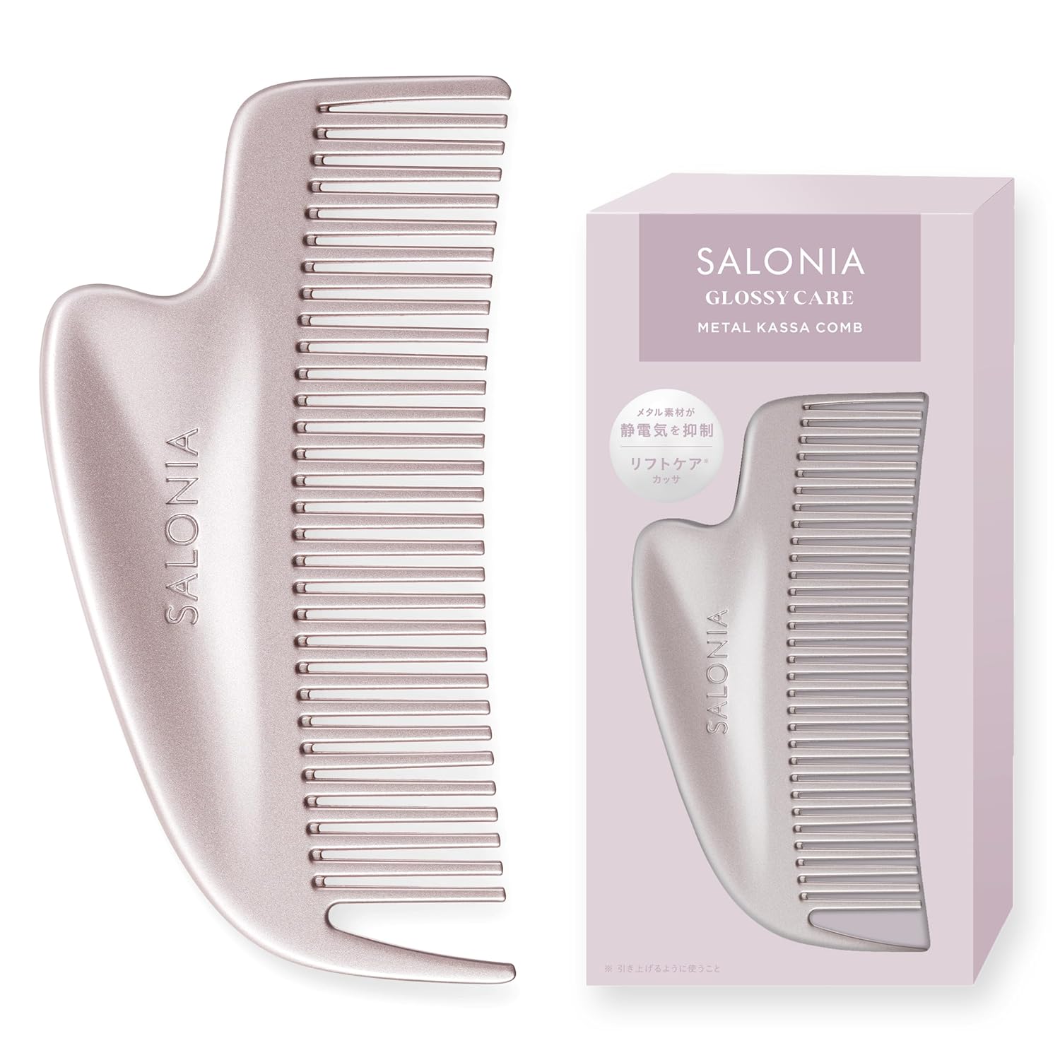 

SALONIA Glossy Care Metal Kassa Comb Hair Brush Bangs Beautiful Gift Pink
