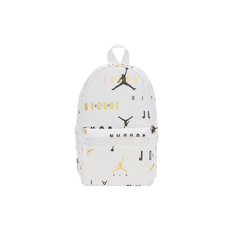 Jordan Fashion Casual Sports All Over Logo Polyester Backpack Small Unisex Backpack White DQ8199-100