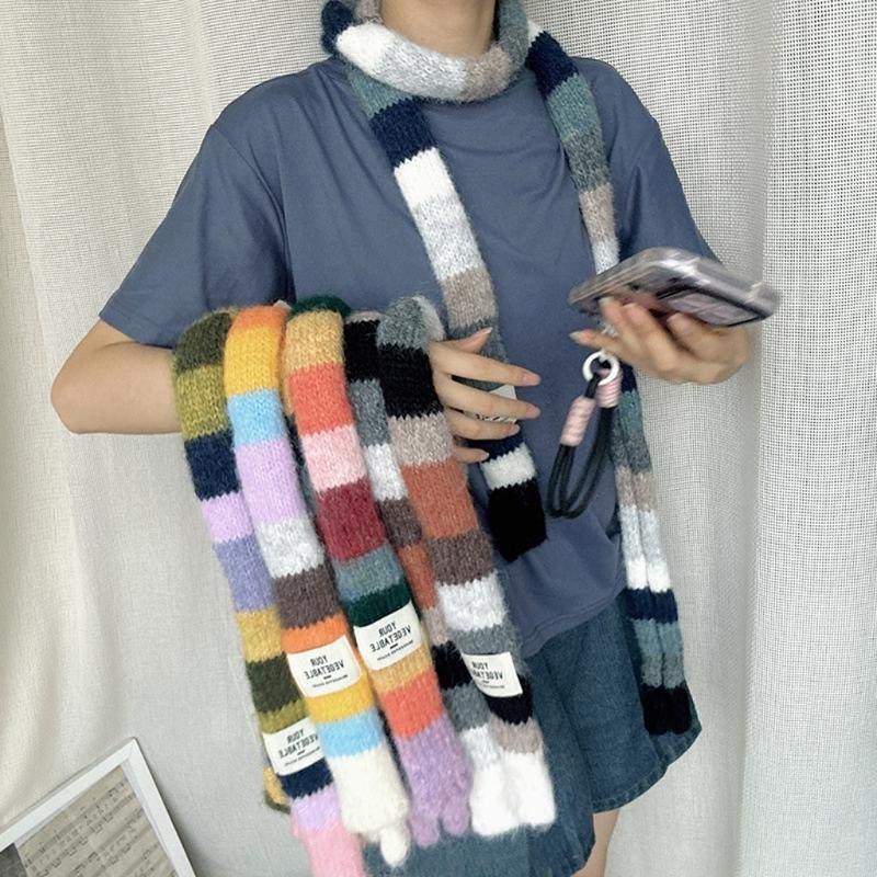 Colorblocks Striped Scarf Soft Comfortable Scarves Autumn Winter Neckerchief for Autumn and Winter Comfortable