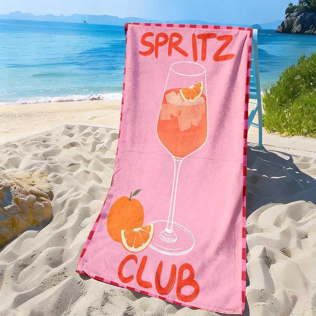 Cute Spritz Club Pink Bath Towel Large Beach Towel 70x140cm Tropical Summer Resort Vacation Pool Gift