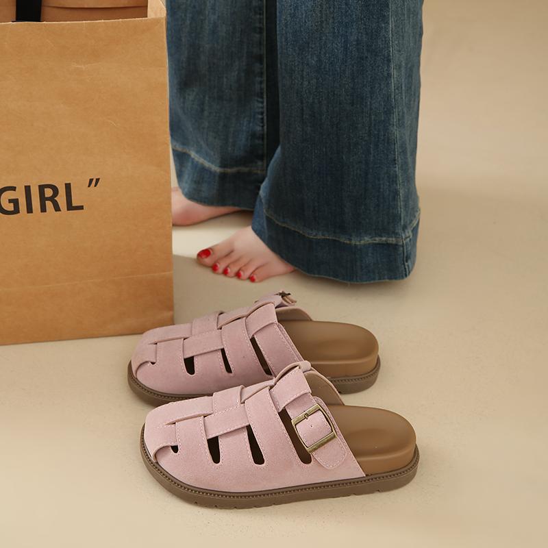 Female Shoes Cover Toe Ladies' Slippers Luxury Slides Platform 2025 Designer Retro Slippers Casual Cover Toe Shoes Slides Sliper