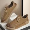 Summer New Lightweight Thick Bottom Casual Shoes Easy To Wear Slip On Lazy Person Breathable Rubber Sole Cowhide Leather Shoes
