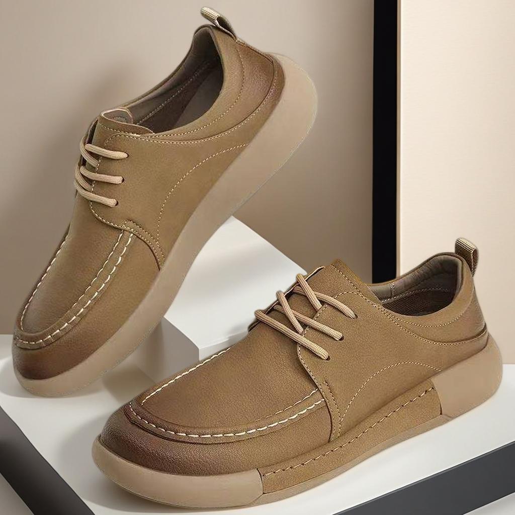 Summer New Lightweight Thick Bottom Casual Shoes Easy To Wear Slip On Lazy Person Breathable Rubber Sole Cowhide Leather Shoes