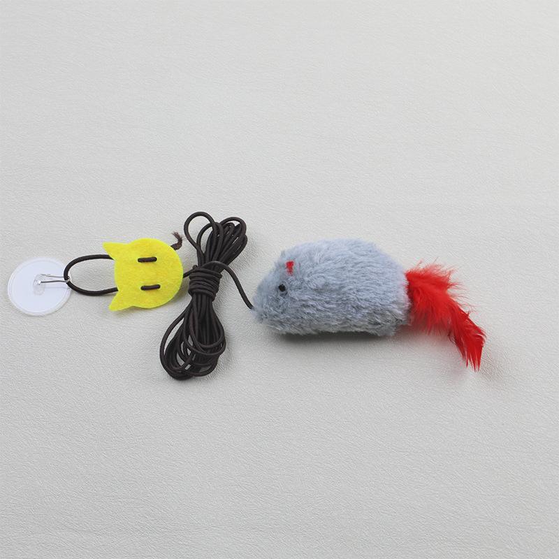 Hot Hanging Sound Feather Mouse Elastic Rope Simulation Plush Call Mouse Cat Cat Self-health Artifact Cat Toy