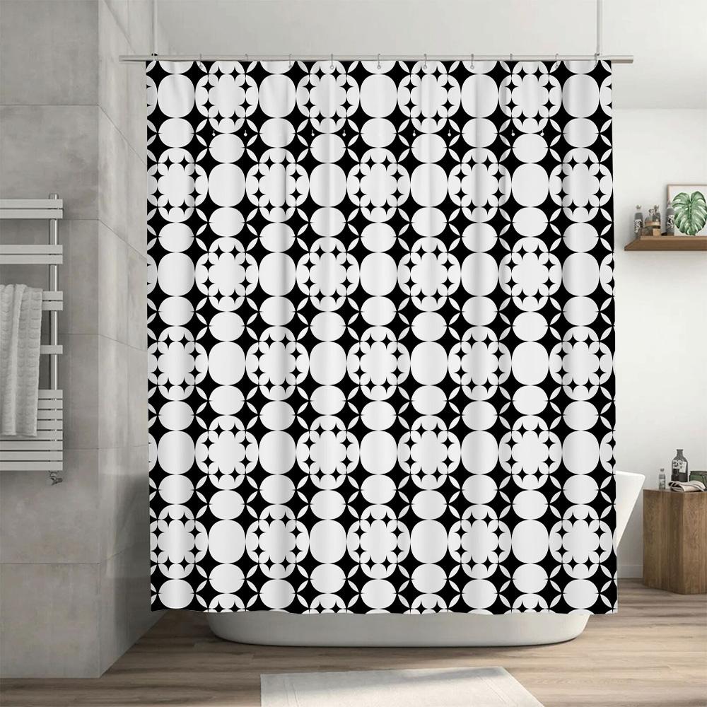 Black White Bath Shower Curtain Decorative Pattern Printing Water Repellent Polyester Fabric Bathroom Decoration Supplies For Ho