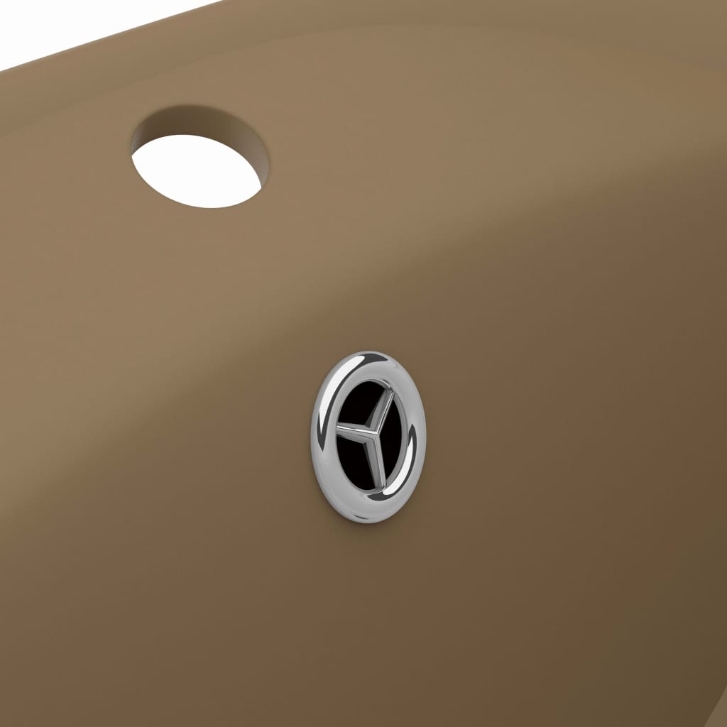 Luxury Wash Basin with Overflow Oval Matte Cream 58.5 X 39 Cm Ceramic