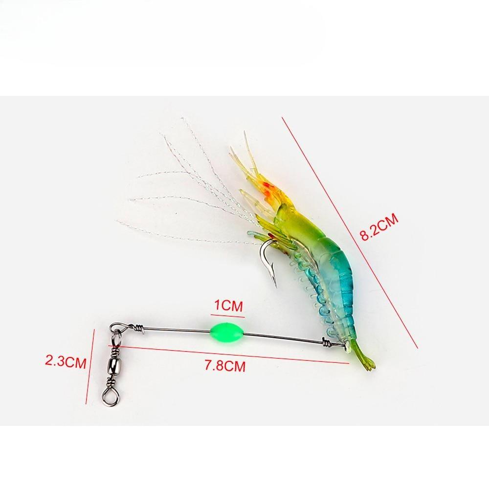 Esche da Pesca Morbida Esche da Gambero Luminescenti Esche Artificiali Morbide con Ami Girelle Attrezzatura da Pesca alla Carpa