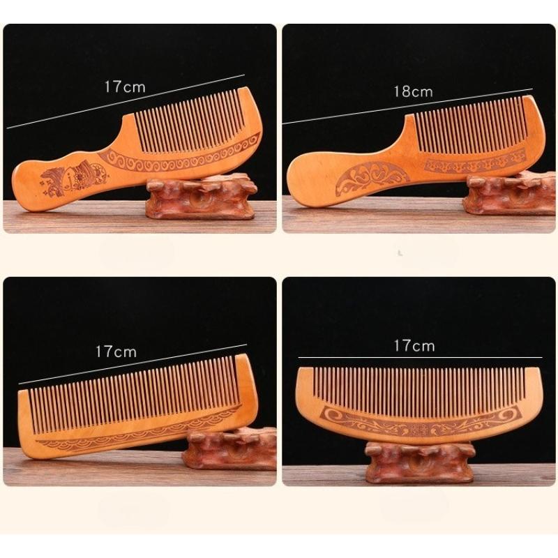 Carved Mahogany Health Massage Anti-static Comb