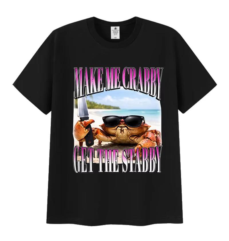 

Make Me Crabby Get The Stabby Funny Crab Meme T Shirts Men Women Casual Fashion Cotton Short Sleeve T-shirt Tops Humor Clothing 5XL різнокольоровий