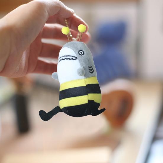 12cm Shark Plush Pendant Creative Lovely Watermelon Shark Bee Plushie Ornament Soft Cartoon Stuffed Animal Doll Plush Toy Backpack Decor