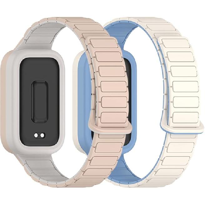 2 Pack Bands Compatible with Xiaomi Smart Band 9 Active Band for Men and Women,Adjuseable Magnetic Sport Silicone Replacement Strap for Xiaomi Smart