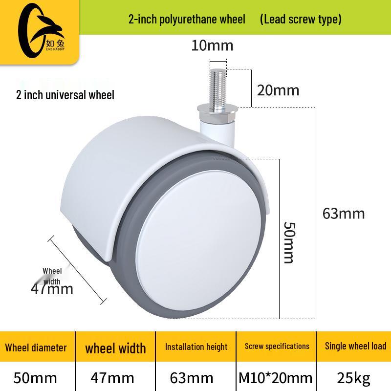 Silent TPR Nylon Rubber Casters for Mobile Furniture - 2/2.5/3/4/5 Inch Load-Bearing Wheels