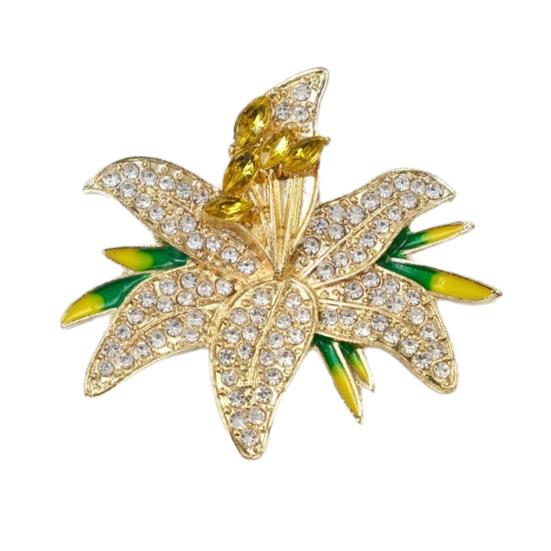 1/2Pcs Women Brooch Lapel Pin Rhinestones Inlaid Pin Flower Design with Sparkling Decorative