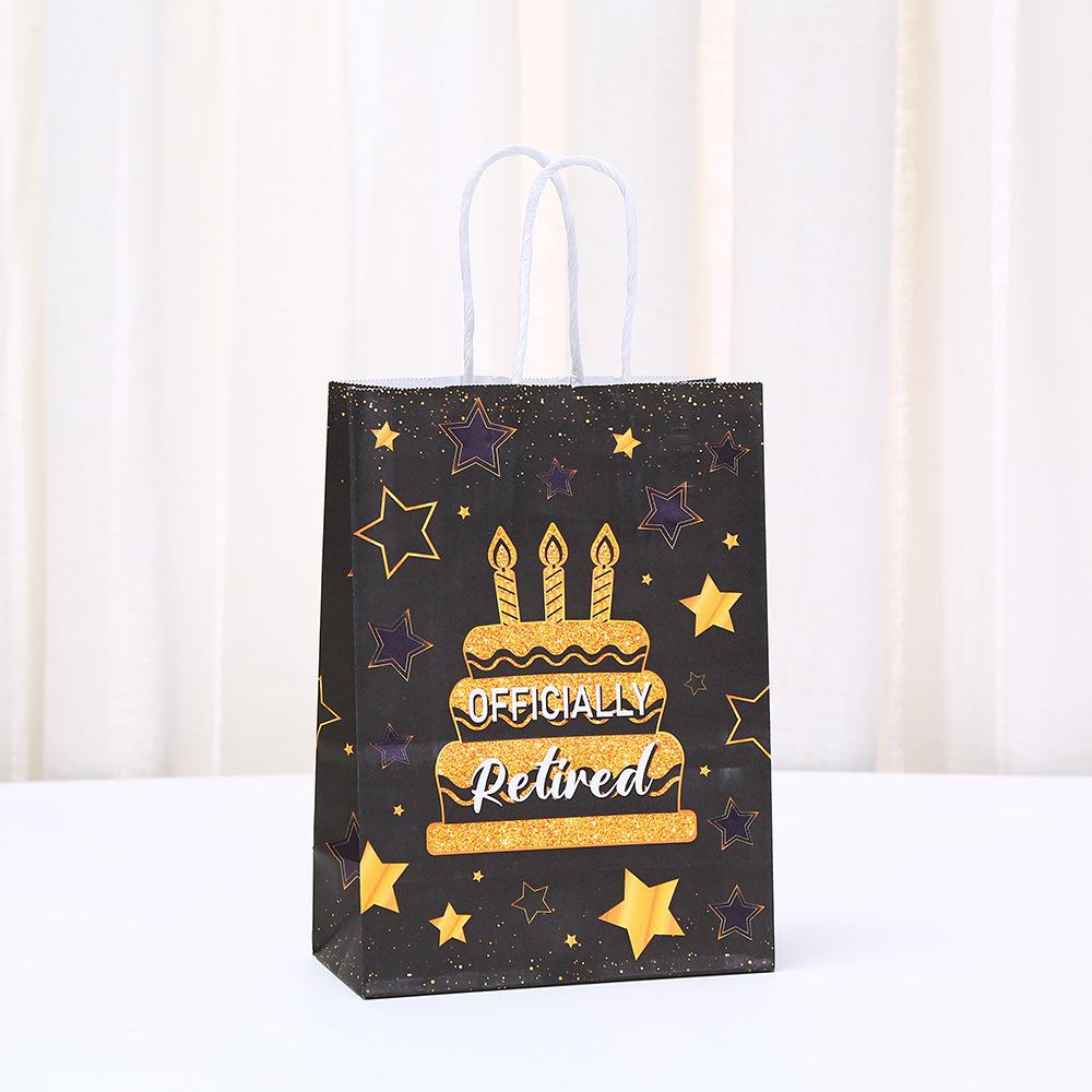 StoBag 2026 NEW retirement party black gold paper bag gift wrapping bags for sweets packaging thank you candy birthday gift