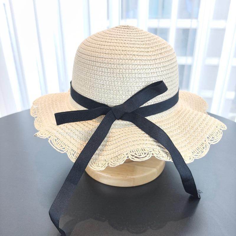 French-Style Wide-Brimmed Sunhat Bucket Hat Girl With Summer Bow For Seaside Outings Summer Bow Beach Hats