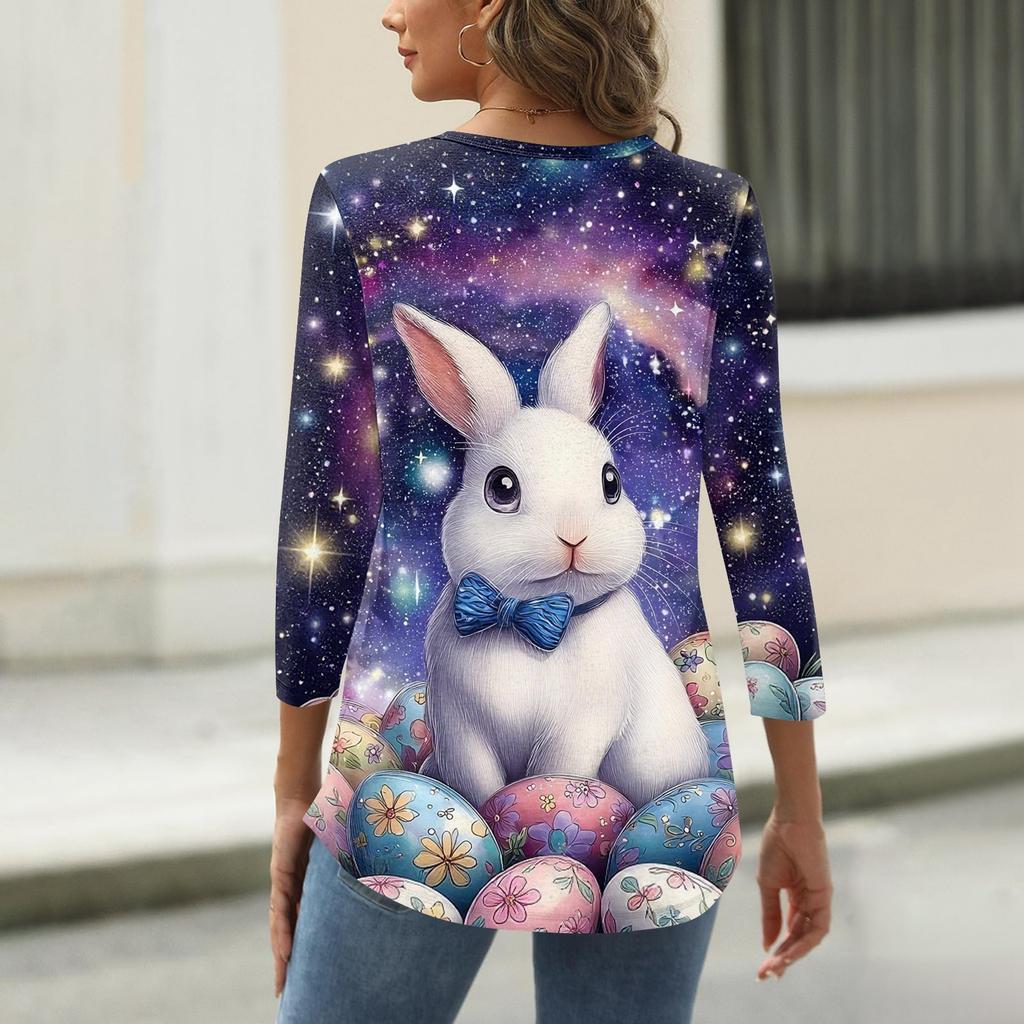 Women's T Shirt Christmas Print 3/4 Sleeve Daily Weekend Fashion Basic Round Neck Regular Top