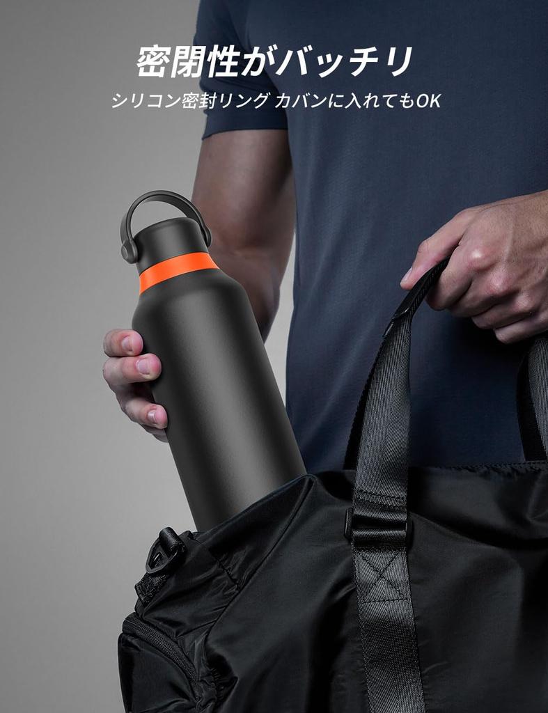 LHHW 1 Liter Ceramic-Coated Vacuum-Insulated Stainless Steel Water Bottle with 2-Way Opening, Direct Drinking & Wide Mouth, Ice Compatible, Keeps Hot