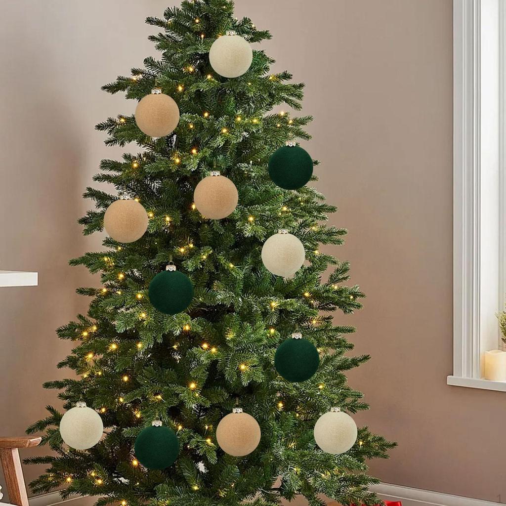 12 Pieces Velvet Christmas Ball Ornaments Tree Decor Elegant Sturdy Decorative Hanging for