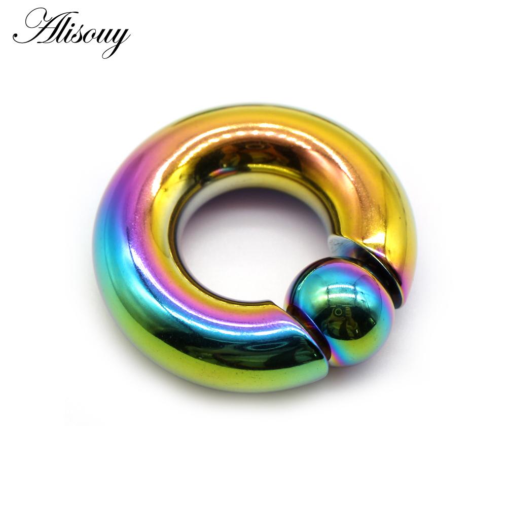 Alisouy 1pc Big Stainless Steel Captive Hoop BCR Eyebrow Tragus Closure Nipple Bar Lips Nose Rings Ear Piercing Body Jewelry