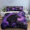 Mystical Purple Lion Design Bedding Duvet Cover Set Duvet Cover Pillowcases  (1*Duvet Cover 2*Pillowcases, Without Duvet Insert)