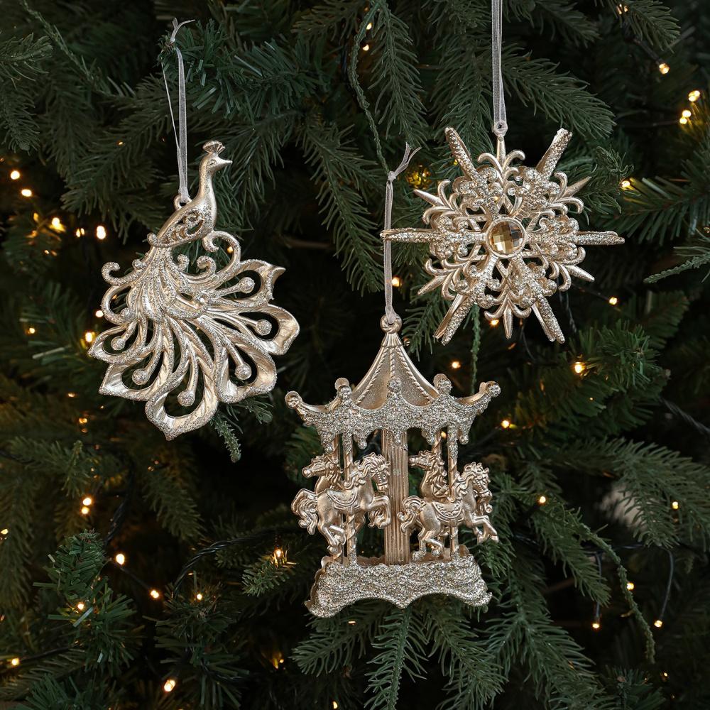 Weihnachtsdekoration Elegante Christbaumhänger Glitzernde Schneeflocken-Ornamente Festliche Weihnachtsanhänger für Girlanden Heimdekoration