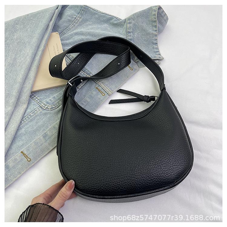 

Весна 2025, новая персонализированная сумка через плечо в стиле инс, повседневная модная нишевая женская сумка-полумесяц, повседневная сумка кроссбоди в зарубежном стиле чёрный