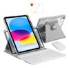 Capa de Couro para iPad Pro 11ª Geração com Teclado Bluetooth Air 8, Rotativa, Transparente; Compatível com A16, 10ª Geração e Layout de Teclado Espanhol