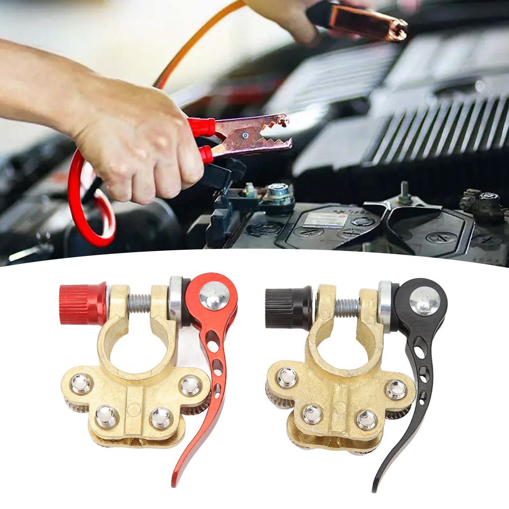 2Pcs Car Battery Terminal Connector With 4 Terminal Black Red Boat Trailer Clamp Connector for SAE O