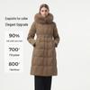 Tanbor Women's Long Goose Down Jacket with Detachable Fur Hood