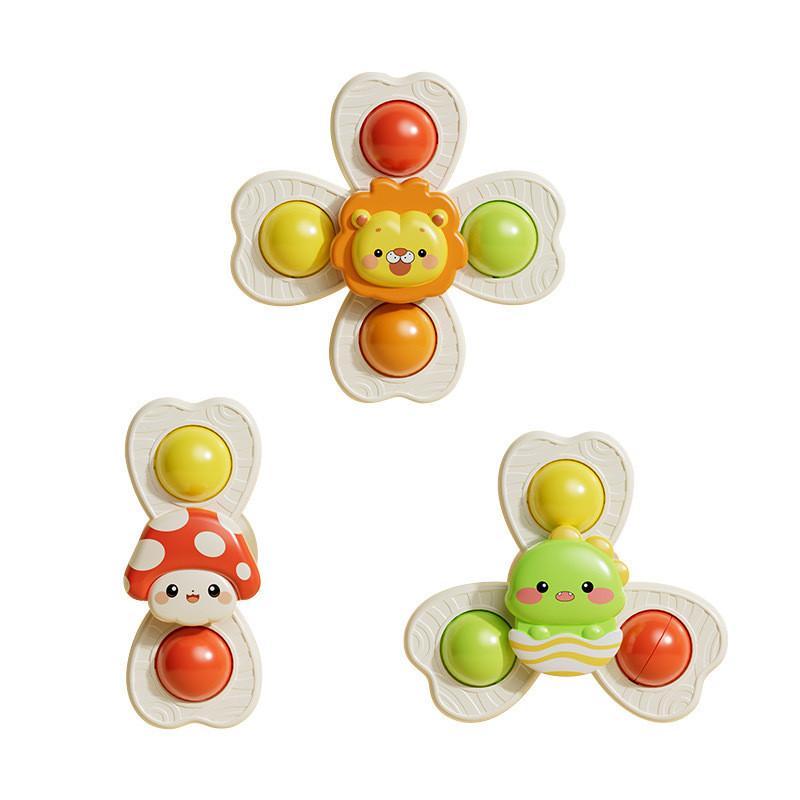 Baby Cartoon Suction Cup Spinner Toy With Rotating Flowers For Infants And Toddlers