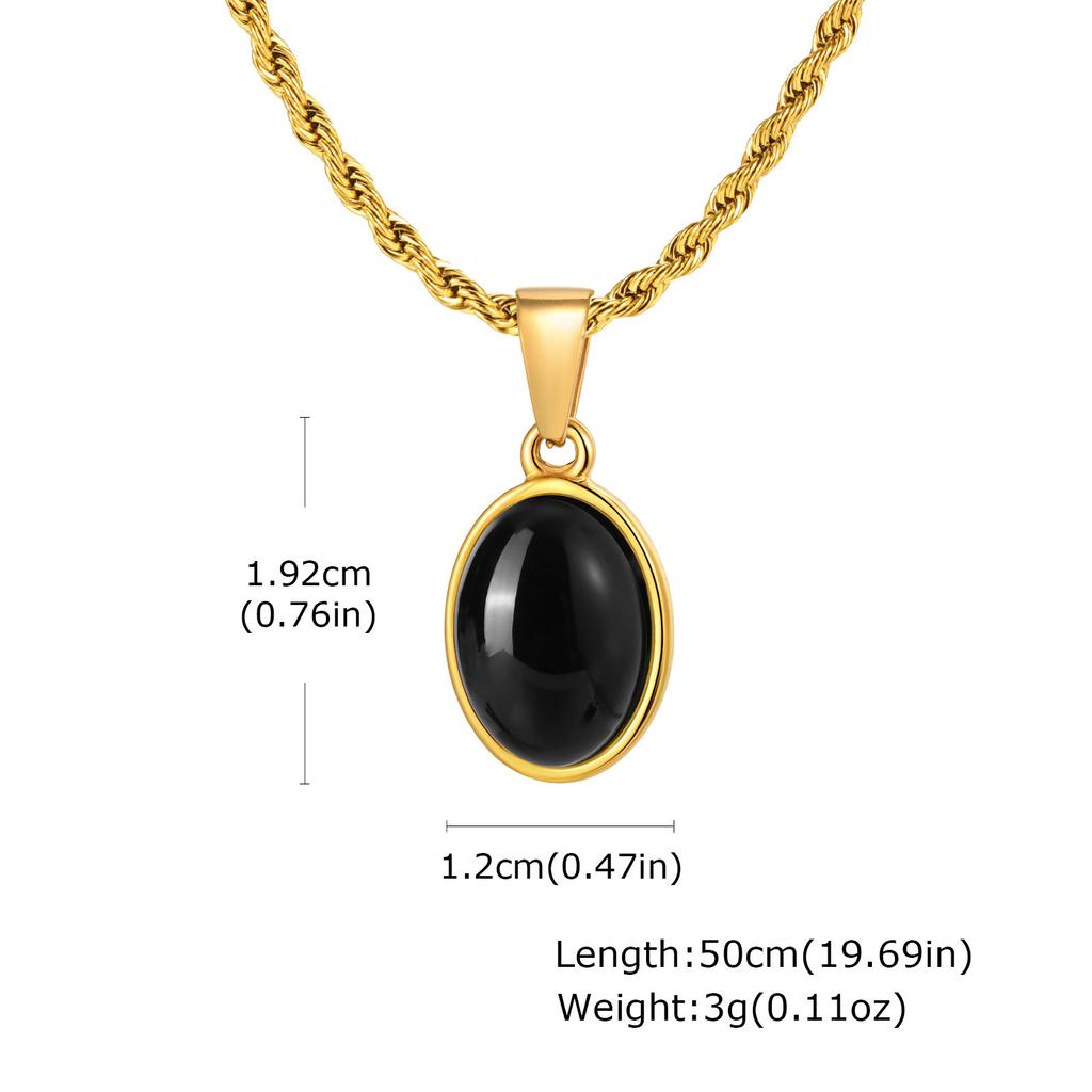 Trendy Natural Oval Necklace for Men Boys,Waterproof Small Natural Stone Geometric Pendant,Energy Magnetic Field Jewelry Gift
