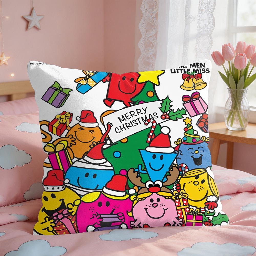 Mr MMen Cute LLittle Miss Cushion Cover Square Short Plush Pillow Case Living Room Sofa Home Decor Funda X
