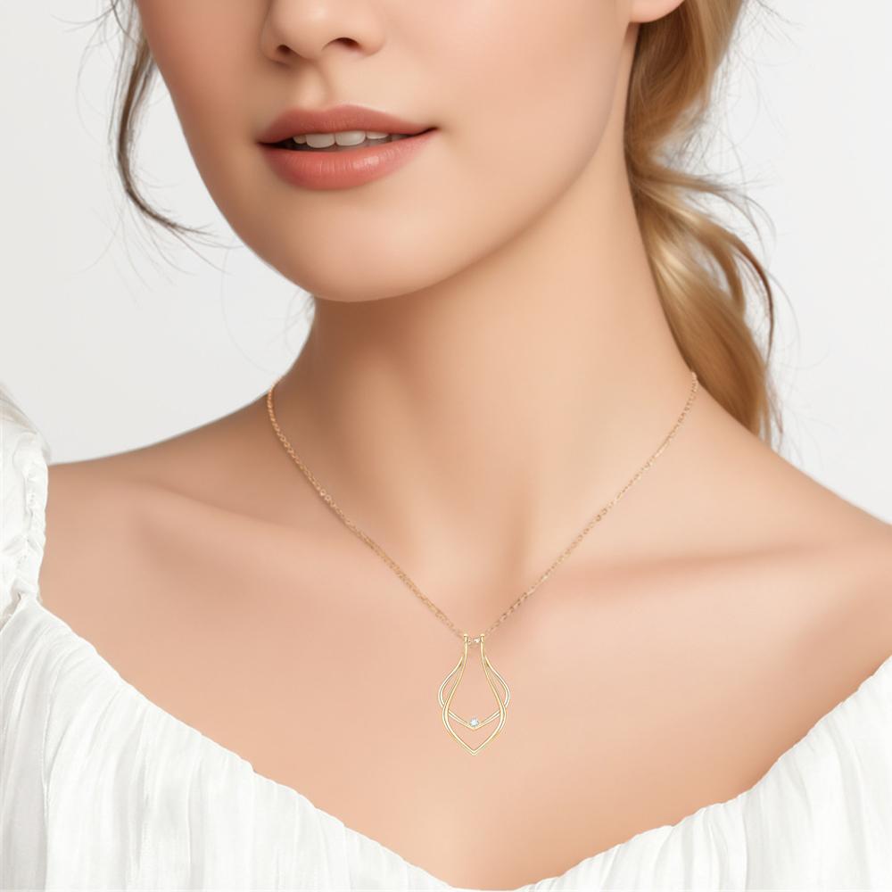Edelstahl Wassertropfen Ringhalter Halskette Für Damen Herren Zirkonia Ringhalter Halsketten Schmuck Für Ehefrau Freundin