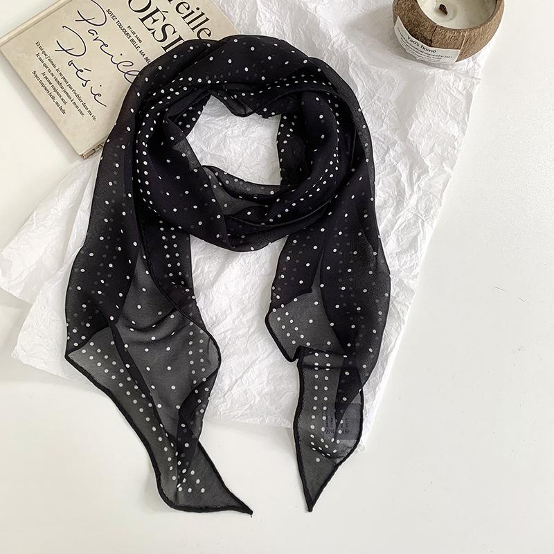 Ladies  Summer Polka Dot Scarf Tie Neck Long Ribbon Casual Sun Protection Outer Scarf Belt Decoration Polka Dot Scarf Headband